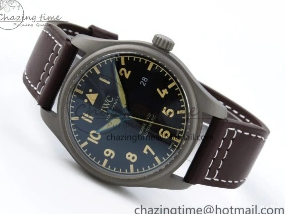 MIROTIME 0515 Pilot Mark XVIII Titanium BLSF 1:1 Best Edition Black Dial on Brown Leather Strap MIYOTA Popular 7020